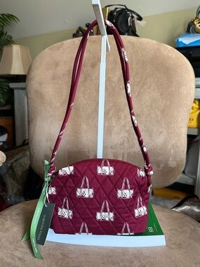 Vera Bradley Blake Mini Crossbody Bag Burgundy Bag Print Pattern New With Tag